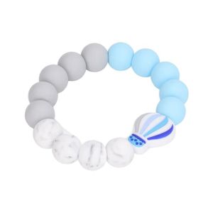 ANNEAU DE DENTITION Shipenophy anneau de dentition pour bébé Bracelet de dentition pour bébé en vrac Silicone rond jeux poupon Bleu Gris Blanc