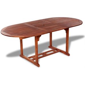 TABLE DE JARDIN  Table de jardin ovale en acacia - VIDAXL - 6 perso