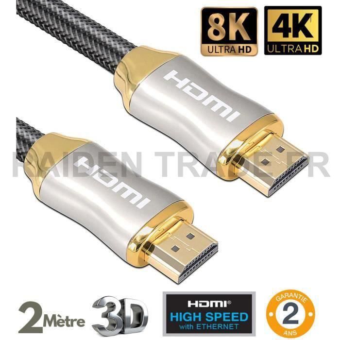 HDSAT Câble HDMI Longueur 2m High Speed haute vitesse Full HD 4K Cordon TV