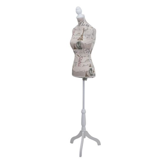 Mannequin Couture Tailleur Buste Torse Féminin T222 Fibre De Verre - Réglable Hauteur - Pied Trépied Bois