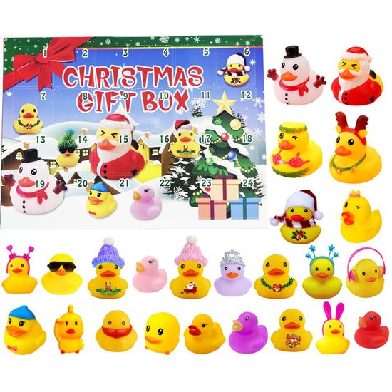 Calendrier De L'Avent 2024 Avec 24 Canards En Caoutchouc - Figurines De Noël (Père Noël, Bonhomme De Neige...) Pour Bain Ou Décoration - 5