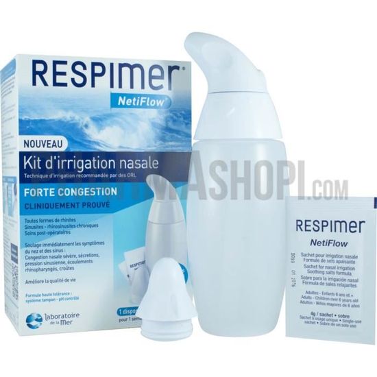 Respimer NetiFlow Kit d'Irrigation Nasale Dispositif + 6 sachets