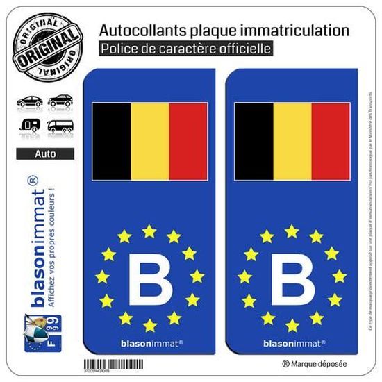 2 Autocollant plaque immatriculation EU Union Européenne Identifiant Européen