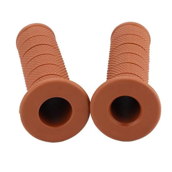 Poignées De Guidon Moto Vintage 22 Mm – Cuir Aspect Rétro Diagonale (Rouge-Marron) – Paire Universelle