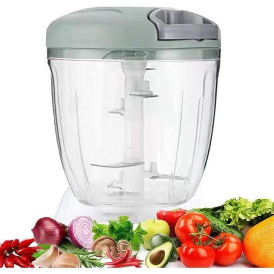 Hachoir Avec 5 Lames Acier Inoxydable Hachoir Manuel à Corde 900 Ml - Avec 5 Lames - Pour Légumes, Fruits, Noix - Facile à Nettoyer Hachoir Manuel Tupperware