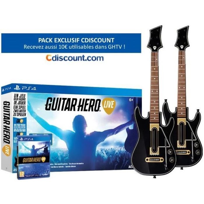 Pack Guitar Hero Live Jeu PS4 + 2 Guitares pour