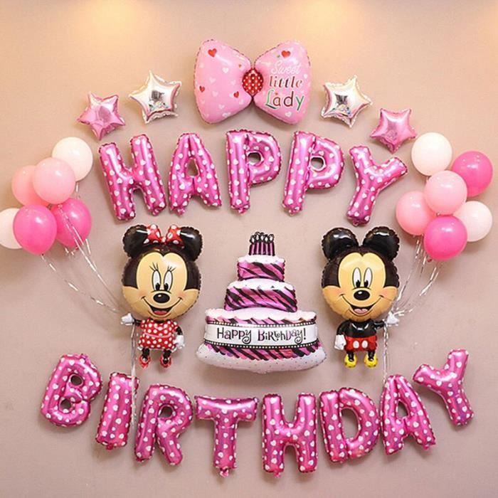 1 Ensemble Grand Mickey Minnie Gateau Ensemble Combinaison Ballon Latex Lettre Feuille Ballons Fete Anniversaire De Gf Cdiscount Maison