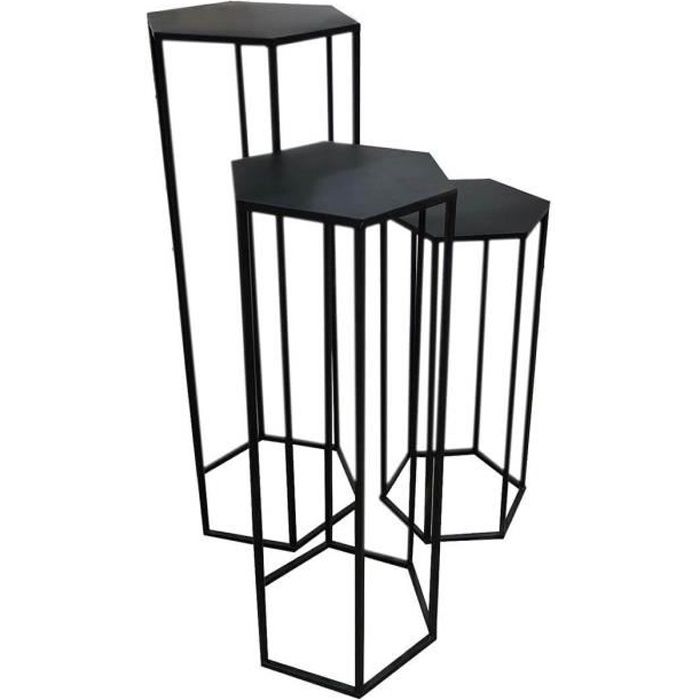 Razza - Lot de 3 Sellettes Gigognes Métal Noir