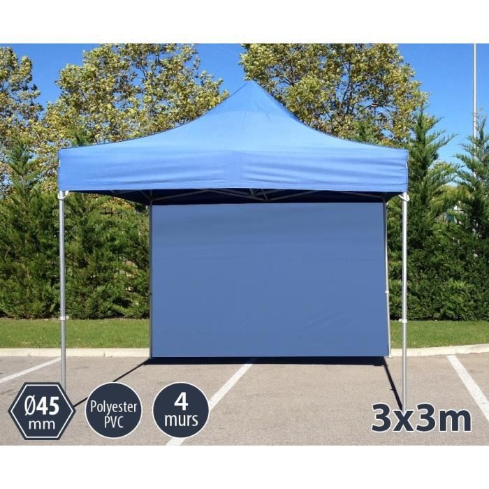 TENTE BARNUM PLIANT ALU 3X3 BLEU PRO 45 + 4 MURS