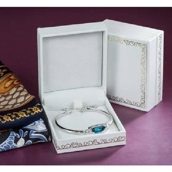 Bracelet femme-Swarovski Elements Cristal Bleu-Plaque Or Blanc- Ajoutez une touche de glamour a votre poignet avec cet