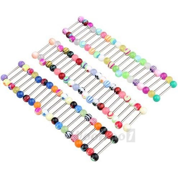 60 X Piercing De Langue En 316L Acier Couleur Aléatoire