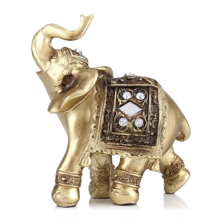 Garosa ornement d'éléphant Or Couleur Élégant Éléphant Statue Ornement Figurine Décor De Bureau À Domicile Cadeau (S)