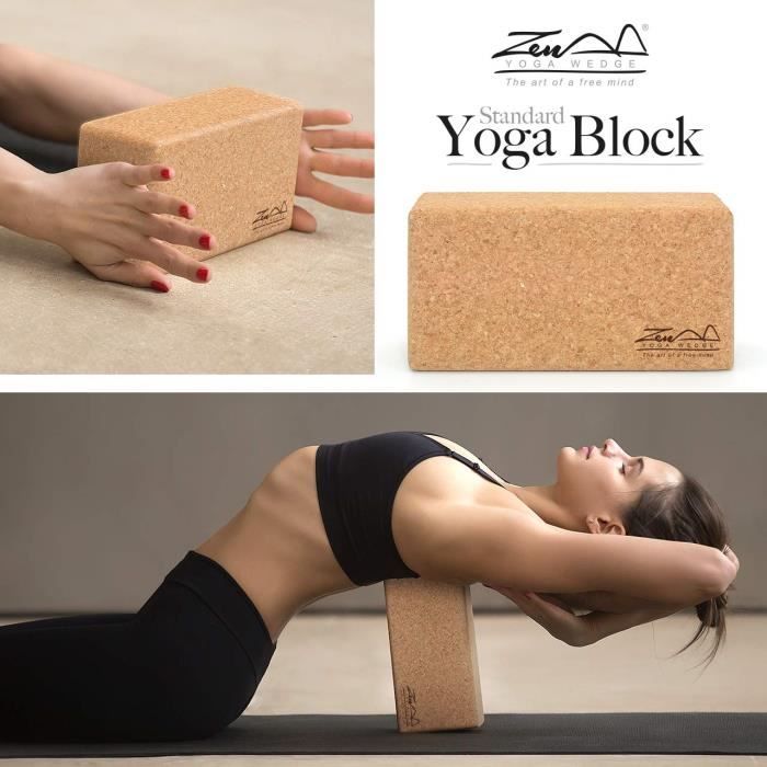 ZenYogaWedge Bloc de Yoga en liège 100% Naturel pour débutants et Professionnels