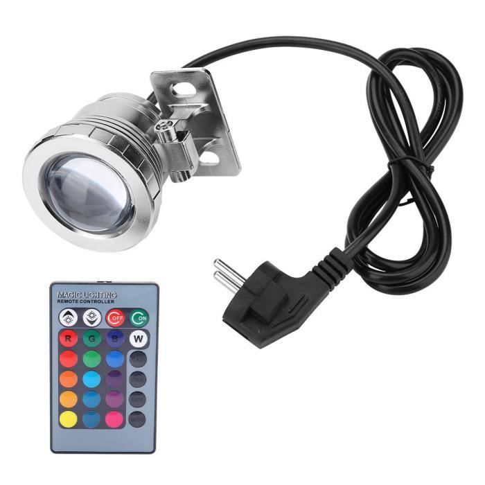 Fdit Lampe de pelouse étanche Lampe de jardin de lumière de piscine LED étanche extérieure 10W RGB avec télécommande (argent)