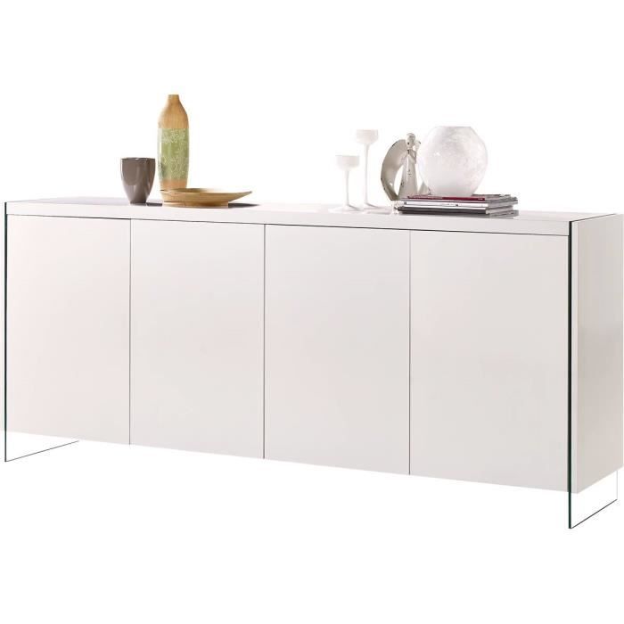 Buffet LED -Fiona- - 201 x 40 x 86 cm - Blanc laqué