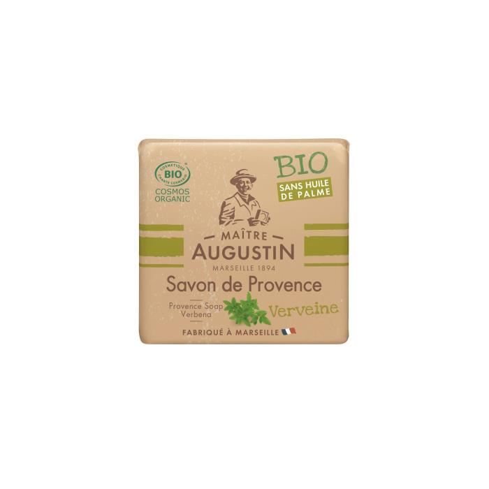 Le savon de Provence Bio Verveine MAITRE AUGUSTIN nettoie votre peau tout en douceur.