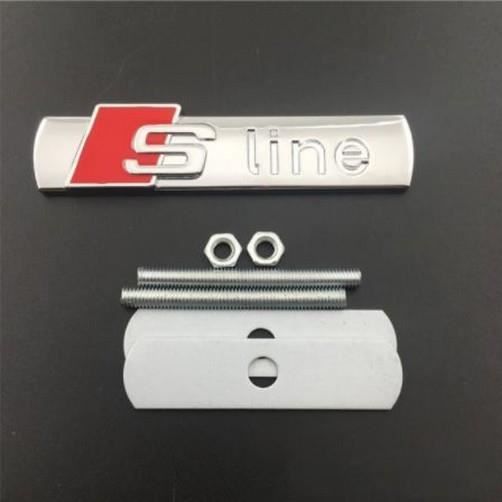 Logo S LINE Calandre Emblème Logo SLINE Gris Chrome avec vis de fixation