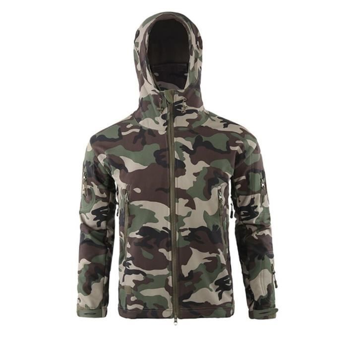 JTong Blouson Homme Militaire Armée Camouflage Pardessus Imperméable Polaire Chasse Tactique Softshell Veste d'extérieur Randonnée