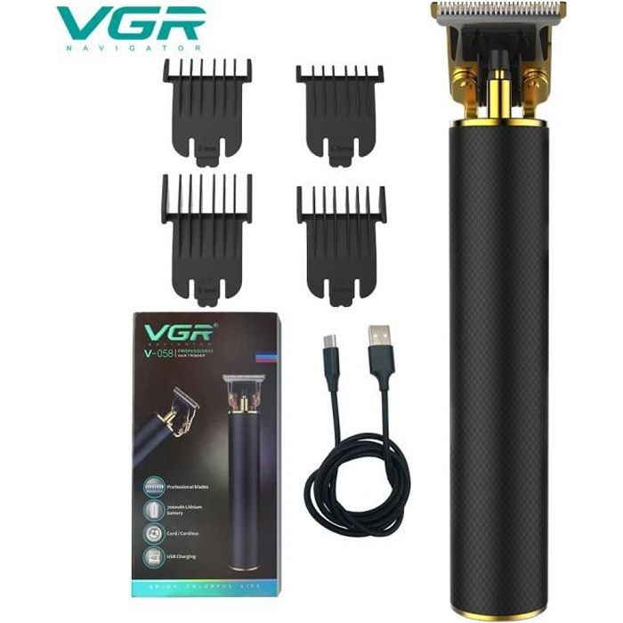 Tondeuse à cheveux professionnelle pour hommes, VGR V-058 Tondeuse à cheveux rechargeable USB, électrique sans fil, peignes inclus.
