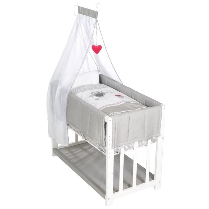 ROBA Berceau cododo -Adam et Eule- 4 en 1, lit bébé, berceau et banc enfant, blanc