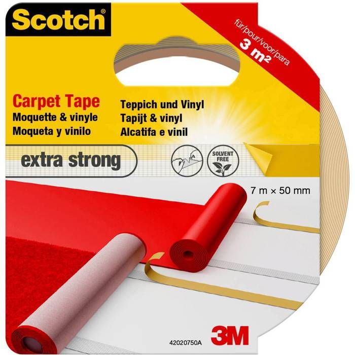 Scotch 3M Ruban Adhésif Double Face pour Moquette Extra-fort 50 mm x 20 m 1 Rouleau - 42022050