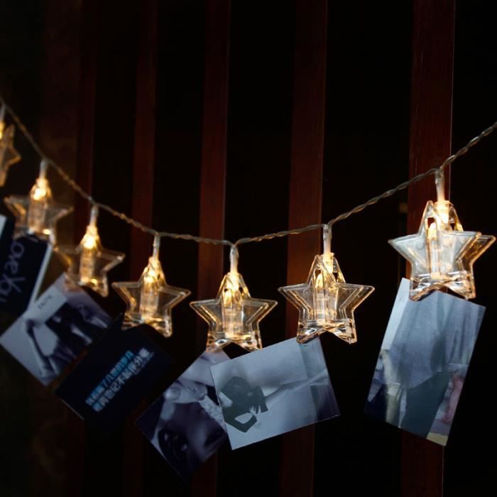 Guirlande lumineuse photo pour fête d'anniversaire mariage Intérieur clip LED Photo Clips guirlande lumineuse étoile