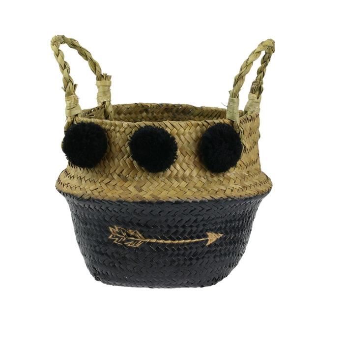 Panier de rangement tressé Flèche - Diam. 20 cm - Noir