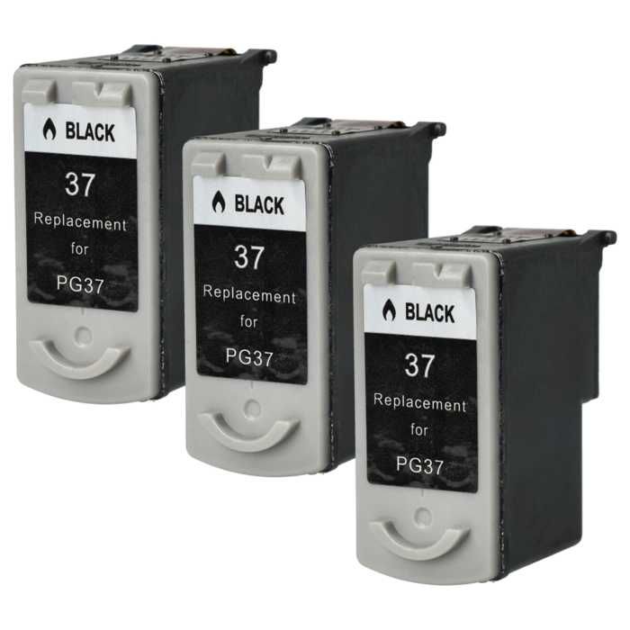 Cartouches d'encre pour Canon Pixma ip1800, ip2500, ip2600, mp140, mp190, mp210, mp220, mp470 - Remplace: Canon PG-37 - Contenu d…