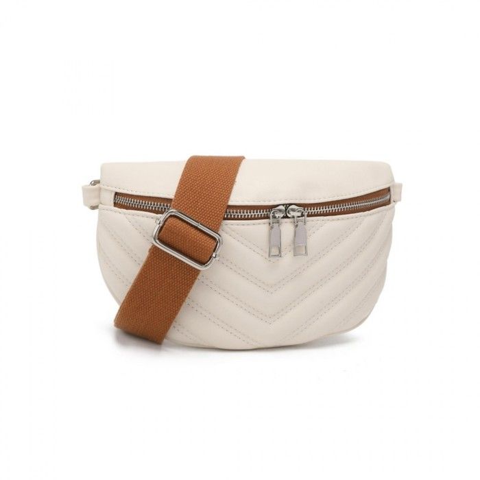 Miss Lulu Sac à Bandoulière pour Femme 24x9x15cm Sac Banane Sac à Main Femme Petit Sac Main avec Bandoulière Amovible Beige