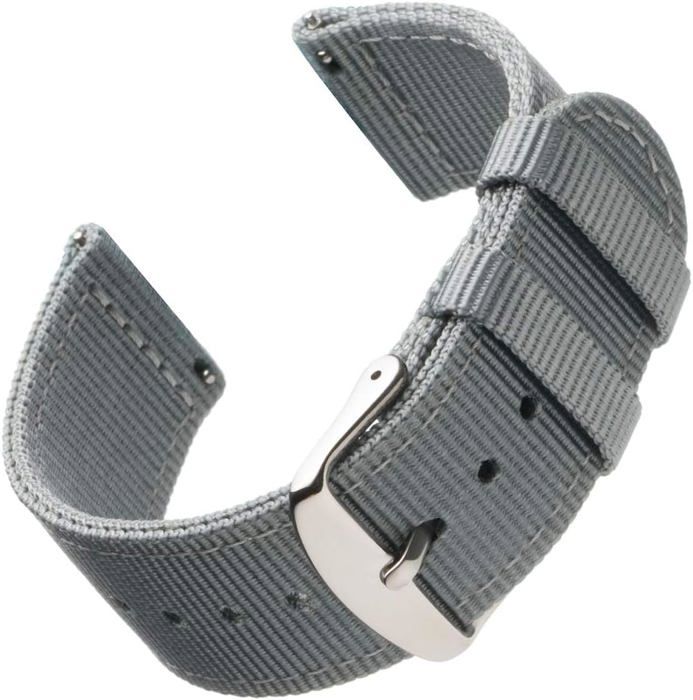 Bracelet De Montre Nylon Militaire Nato - 22mm - Noir - Longueur 280mm - Neuf