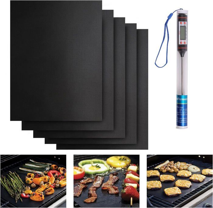 Set De 5 Tapis De Cuisson Tapis Bbq Barbecue Plaque Feuille De Cuisson Four Pour Barbecue Gaz Charbon Electrique 100 Anti Adherent 71538826