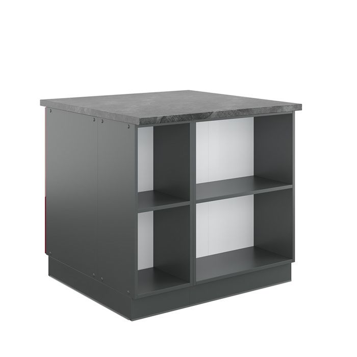 Îlot de cuisine Fame-Line 90cm avec tiroir sans PT Rouge bordeaux Haute brillance/Anthracite Vicco 38713