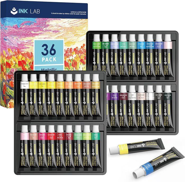 Kit Peinture Marbrée Sur Eau Enfant – Or, Argent, Or Rose Métallique – Activité Créative 6-12 Ans – Cadeau Original