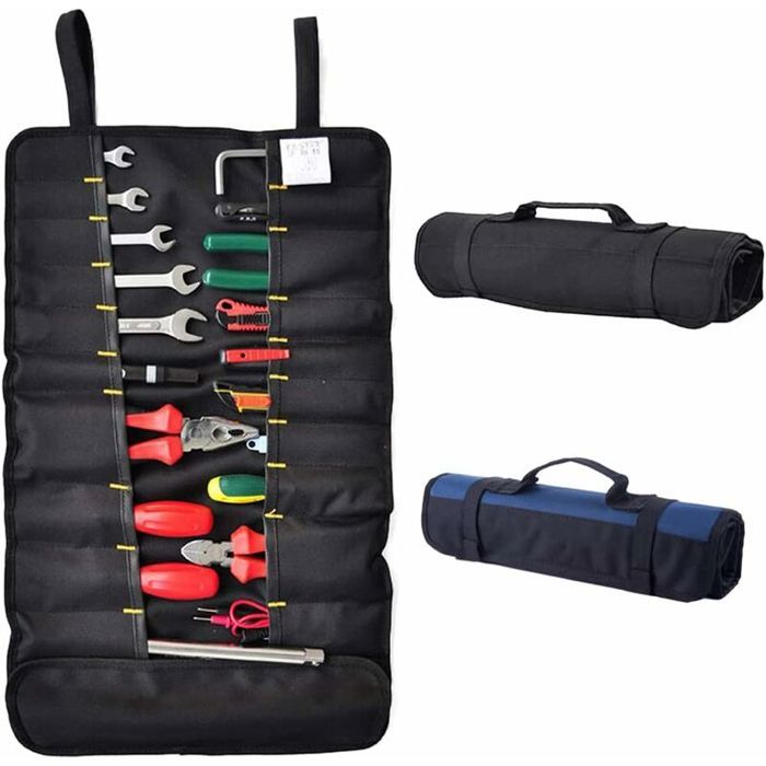 Sans Outils pour clé à molette Tournevis Pinces Compartiments à roulettes organiseurs Pochette Enroulable en Toile pour Homme