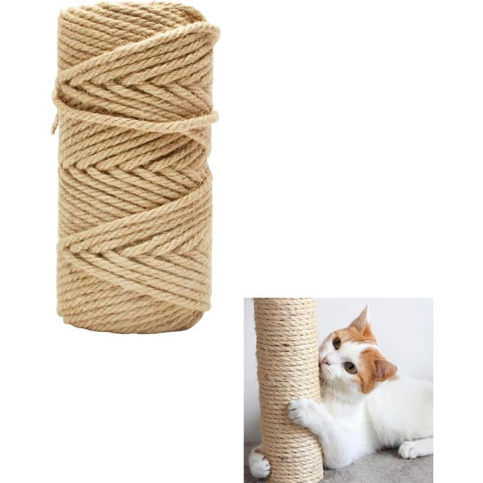 Corde en Sisal pour Arbre à Chat Corde à Griffer pour Chat 6mm*50m Griffoir pour Chat Corde Poteau de Rechange Arbre a Chat Corde en Sisal pour Arbre à Chat Corde à Griffer pour Chat 6mm*50m Griffoir pour Chat Corde Poteau de Rechange Arbre a Chat