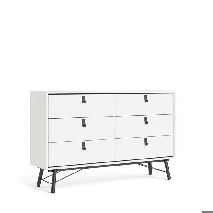 Rye Commode large 6 tiroirs blanc mat. Rye Commode large 6 tiroirs blanc mat.