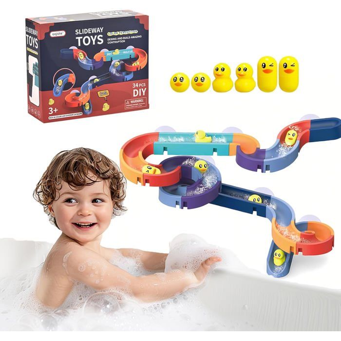 34 pcs Jouet BainJouets de BainJouets de Bain pour EnfantsJeux de Bain Enfant Garcon Fille 3~7 AnsJouets Douche sur Rail Mural