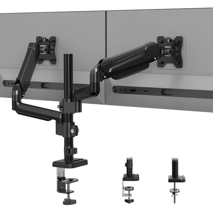 Support Ecran PC 2 Ecran pour 13 à 32 Pouces Bras Ecran PC 2 Ecran de 3-9kg par Bras  VESA 75 et 100mm Ressort à Gaz