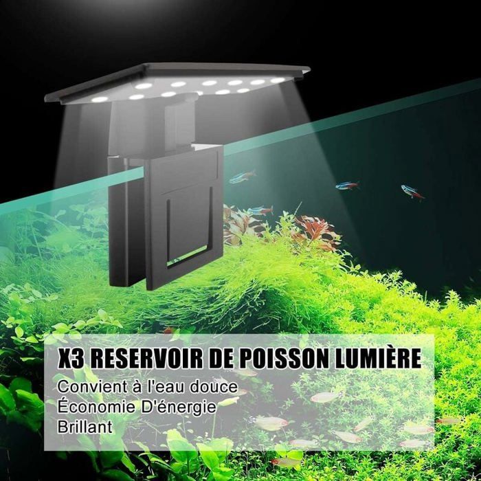 X3 Balance Lampe LED pour Aquarium à Luminosité éLevée pour éclairage DAquarium 220V 6W 600LM X3 pour Réservoir de Odipie