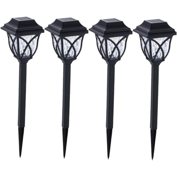 Lot de 4 lampes solaires LED chaudes étanches pour jardin extérieur éclairage décoratif classe énergétique Ainstallation facile