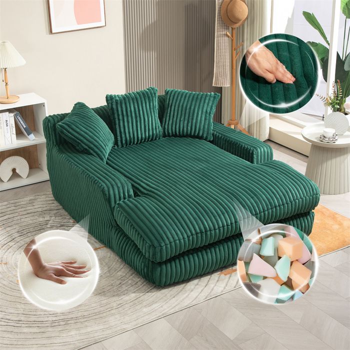 DRIPEX Canapé Paresseux moderne en velours côtelé avec 3 coussins moelleuxCanapé LitCanapé pouf Vert125×155×63cm