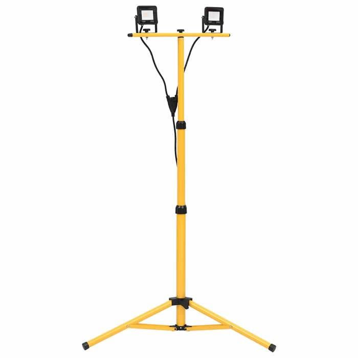 Projecteur à LED - vidaXL - 2x10 W - Blanc chaud - Trépied réglable - Aluminium