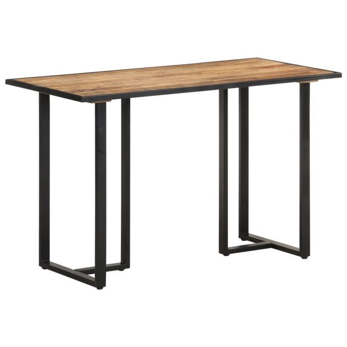 Table à manger en bois de manguier - vidaXL - 120x60x76 cm - Bois de manguier brut - Finition naturelle - Pieds en fer