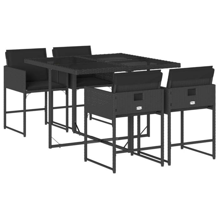 Ensemble à manger de jardin en résine tressée - BURKE - 5 pièces - Noir - Résistance aux UV - Table 110x106x73 cm