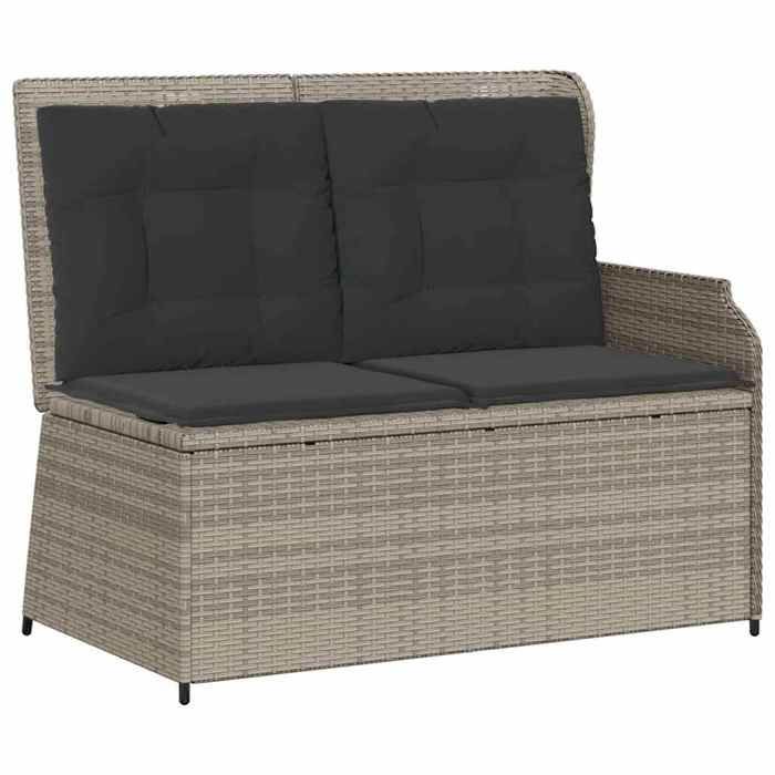 Banc de jardin inclinable - BURKE - Poly rotin - Gris clair - 108 cm largeur dassise - Dossier ajustable