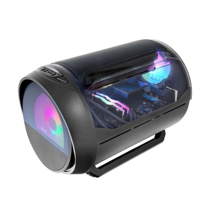 Boîtier Gaming Mars Gaming MC-CYLON MicroATX Design Cylindrique Verre trempé 2 Ventilateurs Noir