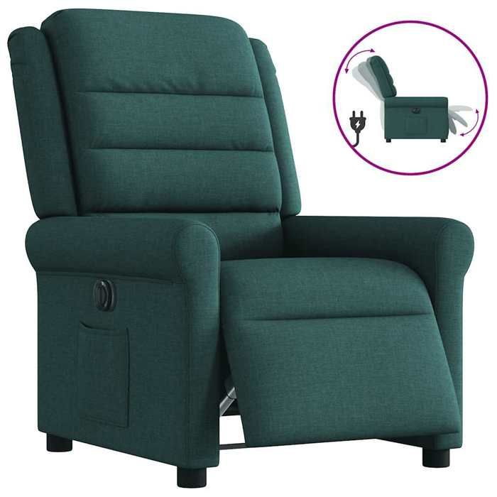 Promo 2026 Fauteuil inclinable Charge 150kg 73x91 5x102 5 cm - Fauteuil Releveur Relax électrique Vert foncé Tissu 4934