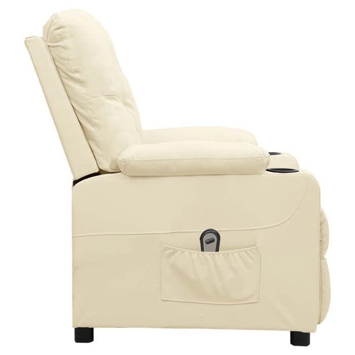 TOP 2026 Fauteuil relax - Chaise inclinable électrique - 1 PERSONNE - Crème Similicuir - 78.5x93x96.5 cm FF2455