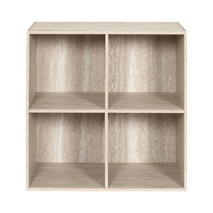 Rangement Modulable 4 Cases - HOME DECO FACTORY - Pietra - Compact - Blanc et Beige