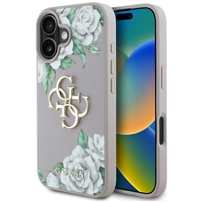 Étui Guess Grained Roses Big 4G logo pour iPhone 16 Neuf